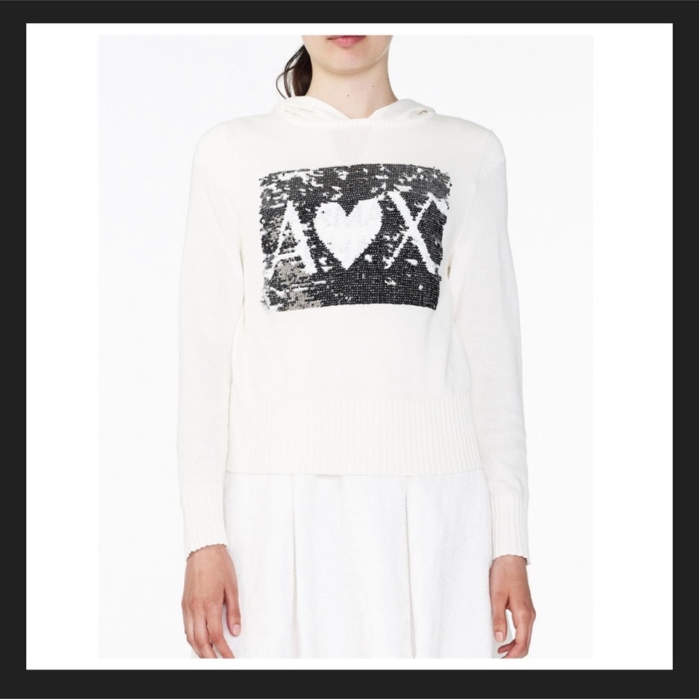 Armani Exchange TWO-WAY SEQUIN LOGO HOODIE